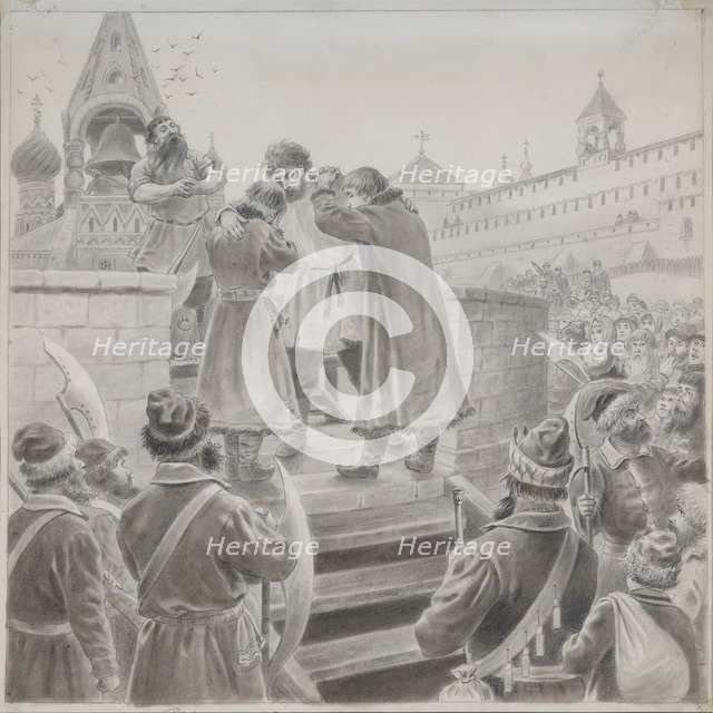 Illustration to the poem The Song of the Merchant Kalashnikov by M. Lermontov . Artist: Korovin, Pyotr Ivanovich (1857-1919)