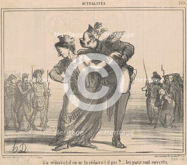 La séduira-t-il? Les Paris sont ouverts, 19th century. Creator: Honore Daumier.