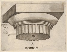 Doric capital with measurements, ca. 1537. Creator: Master GA.