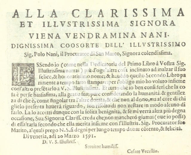 Corona delle Nobili et Virtuose Donne: Libro I-IV, page 30 (recto), 1601. Creator: Unknown.