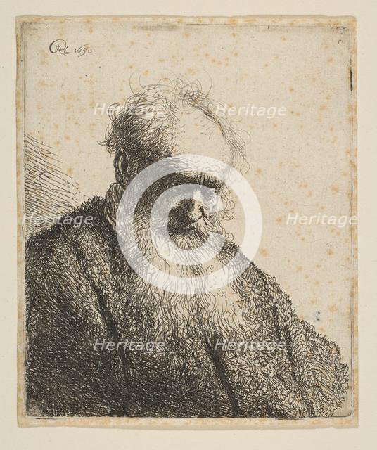 Bust of an Old Man with Flowing Beard: the Head Inclined Three-Quarters Right, 1630. Creator: Rembrandt Harmensz van Rijn.