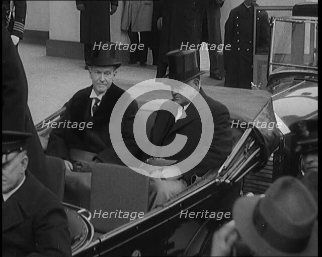 Former President Calvin Coolidge and President Herbert C Hoover Sitting in a Car at the..., 1929. Creator: British Pathe Ltd.