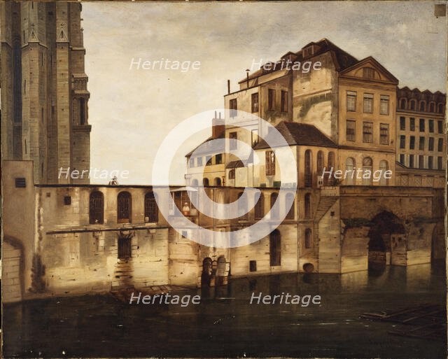 The old Hotel-Dieu and the vaults, 1866. Creator: Eugene Burgat.