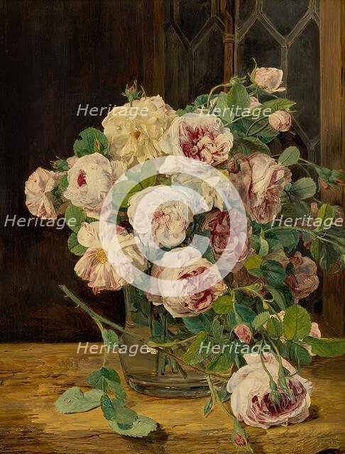 Rose bouquet at the window, 1832. Creator: Ferdinand Georg Waldmuller.