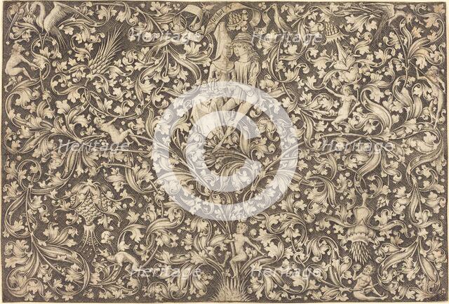 Ornament Panel with Two Lovers, c. 1490/1500. Creator: Israhel van Meckenem.