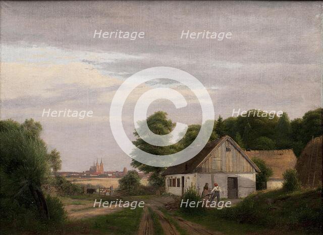 View towards Roskilde from a homestead, 1833-1837. Creator: Jorgen Pedersen Roed.