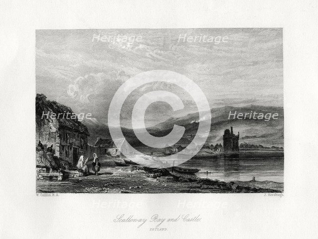 Scalloway Bay and castle, Zetland, 19th century. Artist: J Horsburgh