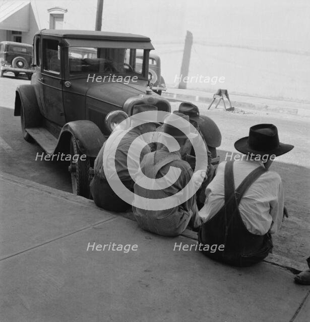 Williamette Valley hop farmers in town hold their political forum on..., Independence, Oregon, 1939. Creator: Dorothea Lange.