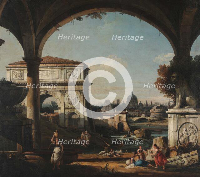Roman Capriccio With Triumphal Arch, 1740s. Creator: Bellotto, Bernardo (1720-1780).