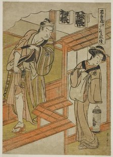 Act Ten: The Amakawaya from the play Chushingura (Treasury of Loyal Retainers), Japan, c. 1779/80. Creator: Shunsho.