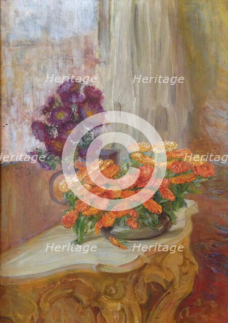 Asters and marigolds, (c1900s). Creator: Ida Eléonora de Schulzenheim.