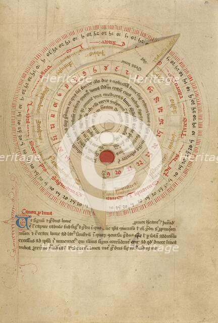 Astronomical Table with Volvelle; Astronomical and Medical Miscellan, shortly after 1386. Creator: Unknown.