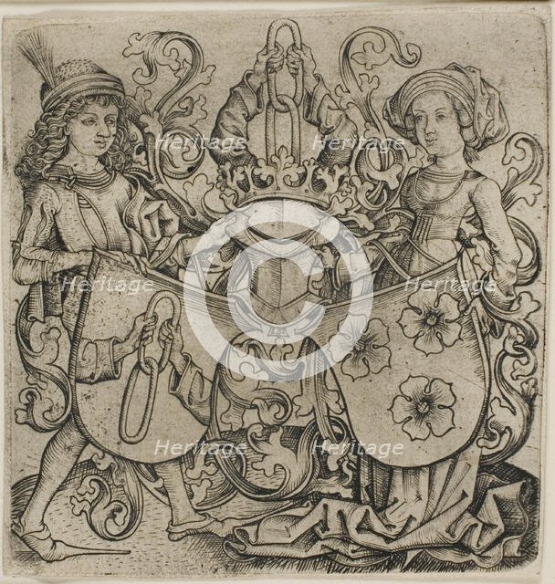 Coat of Arms of Rohrbach and Eilge von Holzhausen, after 1470. Creator: Monogrammist b.