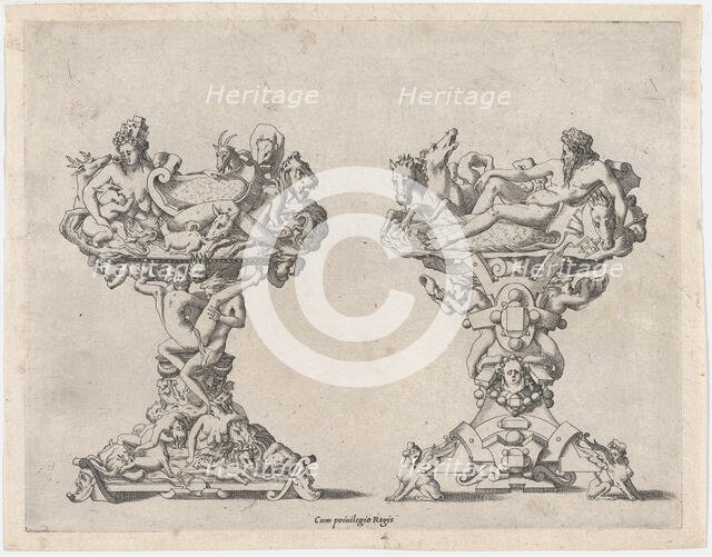 Two Salt Cellars, 16th-17th century. Creator: Rene Boyvin.