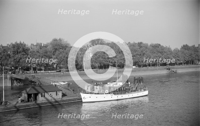 River cruiser at Cadogan Pier, London, c1945-c1965. Artist: SW Rawlings