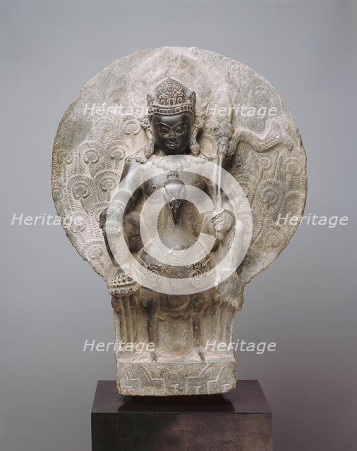 Kumara, the Youthful God of War on his Peacock Mount, 8th/9th century. Creator: Unknown.