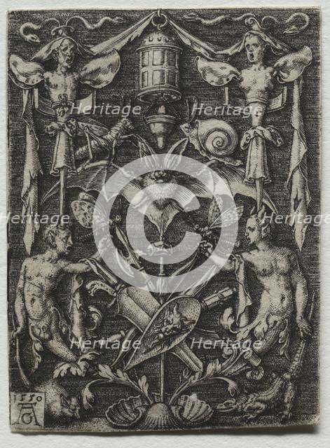 Ornament Design with a Bat in the Center, 1550. Creator: Heinrich Aldegrever (German, 1502-1555/61).