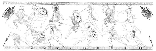 Figures upon a Vase recently found at Cumae, 1856.  Creator: Unknown.