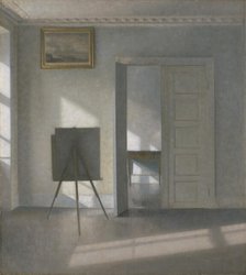 Interior with an Easel, Bredgade 25, 1912. Creator: Vilhelm Hammershoi.