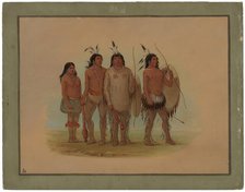 Kiowa Chief, His Wife, and Two Warriors, 1861/1869. Creator: George Catlin.