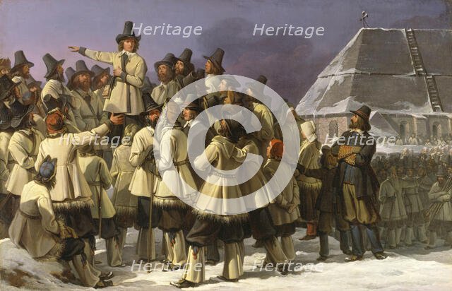 King Gustav Vasa of Sweden Addressing Men from Dalarna in Mora, 1836. Creator: Johan Gustaf Sandberg.