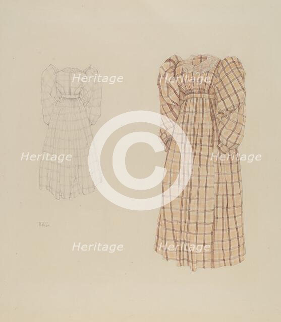 Plaid Morning Dress, c. 1937. Creator: Arelia Arbo.