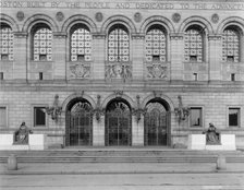 Boston Public Library, entrance, c.between 1910 and 1920. Creator: Unknown.