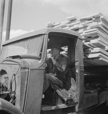 Sawn lumber leaving the mill by truck, Keno, Klamath County, Oregon, 1939. Creator: Dorothea Lange.