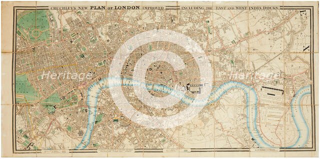 Plan of London including the East and West India Docks, c1830. Creator: Cruchley; George Frederick (1797-1880).