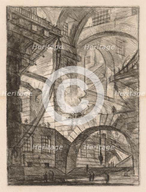 The Prisons: A Perspective of Arches with a Smoking Fire, 1745-1750. Creator: Giovanni Battista Piranesi (Italian, 1720-1778).