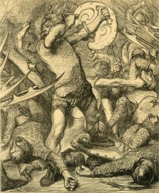 'Hereward cutting his way through the Norman host', c1890. Creator: Unknown.