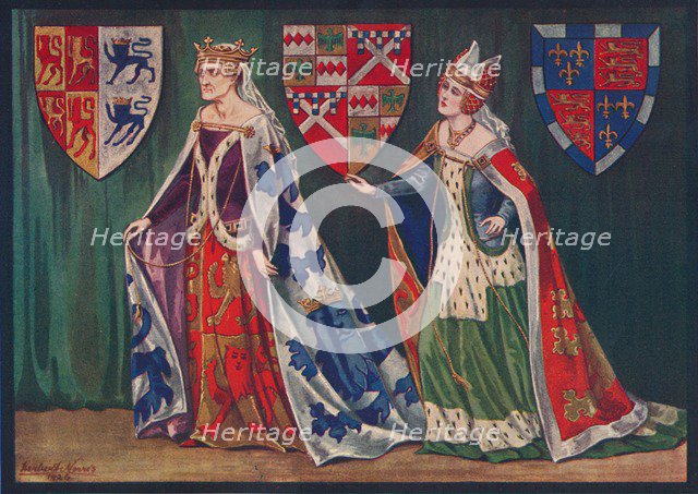 'Margaret, Princess of Wales, 1410. Joice, Lady Tiptoft, 1460', 1926. Artist: Herbert Norris.