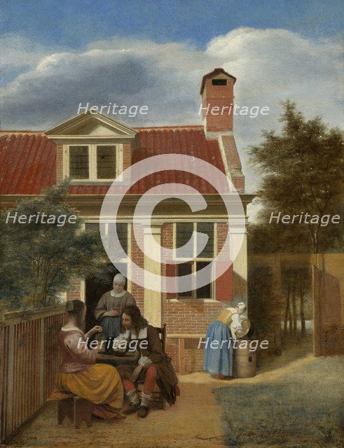 A company in the courtyard behind a house, 1663-1665. Artist: Hooch, Pieter, de (1629-1684)