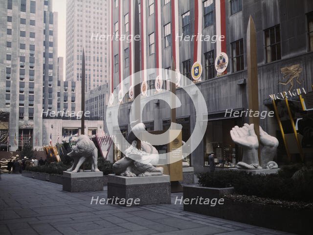 United Nations exhibit put on by OWI in Rockefeller Plaza, New York, N.Y. , 1943. Creator: Marjory Collins.