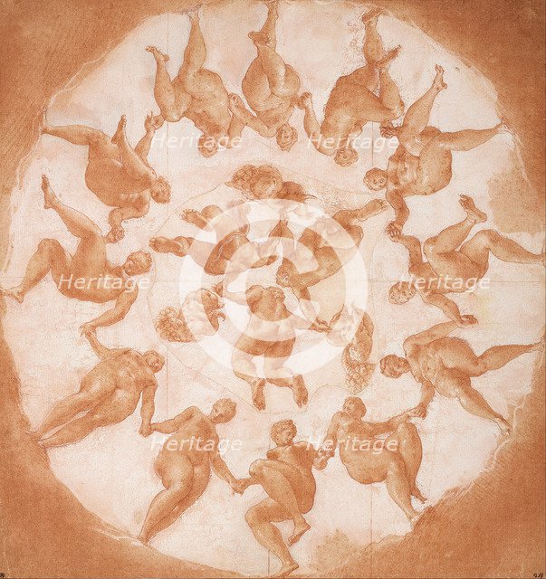 Dance of the Hours and three putti with cornucopiae. Artist: Primaticcio, Francesco (1504-1570)