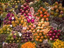 Fruit and vegetables at La Bouqueria, Barcelona, Spain, 2020. Creator: Ethel Davies.