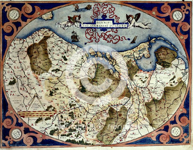  'Theatrum Orbis Terrarum' by Abraham Ortelius, Antwerp, 1574, map of Germany and the present Net…
