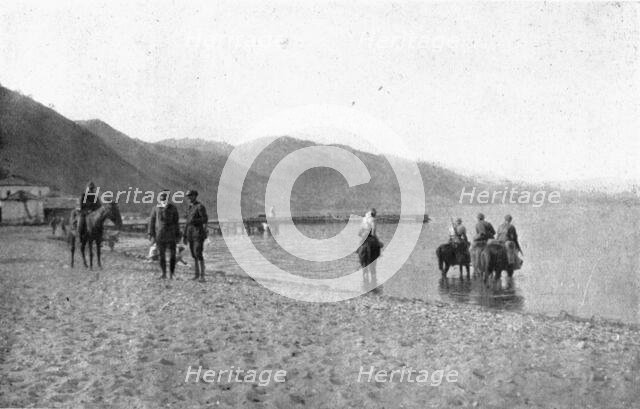 On the Eastern Front; September 10: a reconnaissance of French cavalry watering..., 1917. Creator: Unknown.