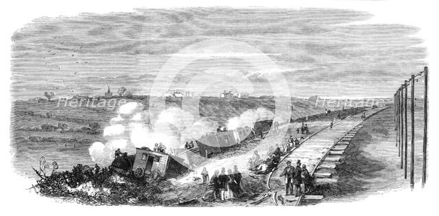 The late accident on the Great Eastern Railway, near Bradfield, Essex, 1864. Creator: Unknown.