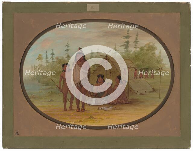 A Flathead Chief with His Family, 1855/1869. Creator: George Catlin.