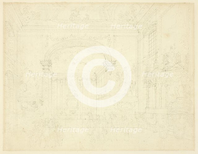 Study for Greenwich Hospital: The Painted Hall, from Microcosm of London, c. 1810. Creator: Augustus Charles Pugin.