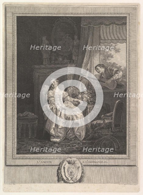L'Amour a L'Espagnole, ca. 1780. Creators: Augustin de Saint-Aubin, Noel Pruneau.