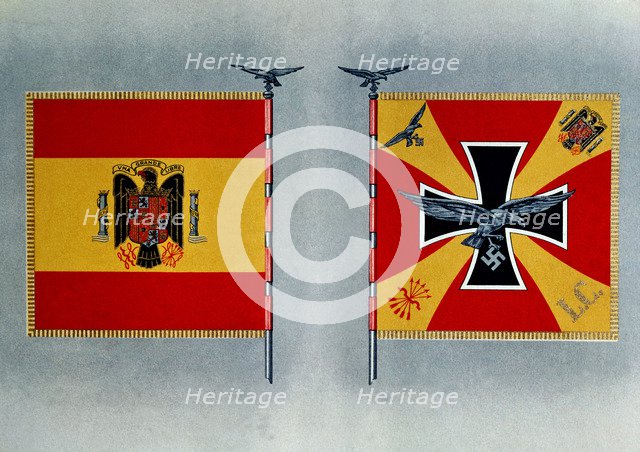 Front and back of the Flag of the Condor Legion during the Spanish Civil War.