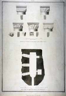 Plan of the cells under the chapel of the White Tower, Tower of London, 1815. Artist: James Basire II