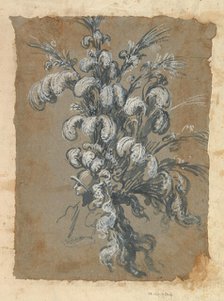 Design for a Lavish Headdress with Feathers on a Helmet, ca. 1620-56 . Creator: Baccio del Bianco.