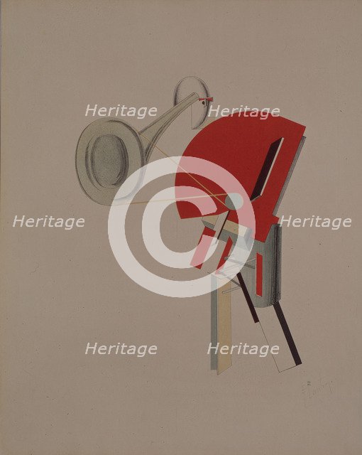 Reciter. Figurine for the opera Victory over the sun by A. Kruchenykh, 1920-1921. Artist: Lissitzky, El (1890-1941)