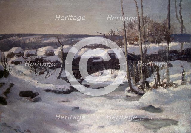 Winter Landscape with Bridge, 1904. Creator: Fredrik Jonas Lucian Botfield Collett.