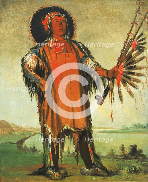 Ha-na-tá-nu-maúk, Wolf Chief, Head Chief of the Tribe, 1832. Creator: George Catlin.