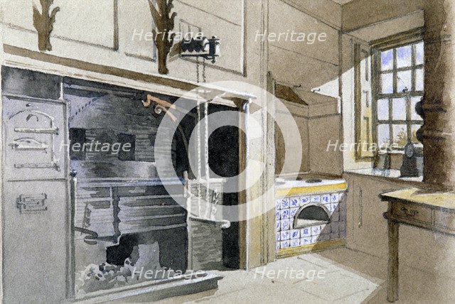 Kitchen range and Dutch oven, no 21 Austin Friars Street, City of London, 1885. Artist: John Crowther