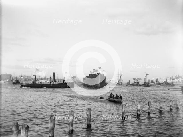 U.S.S. Maine, in the stream after the launching, 1889. Creator: Unknown.